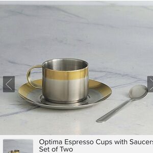 Frontgate Optima Espresso Cups with Saucer Set - NWT